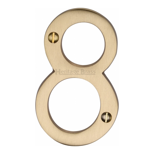 C1561 8-SB • 76mm • Satin Brass • Heritage Brass Face Fixing Numeral 8